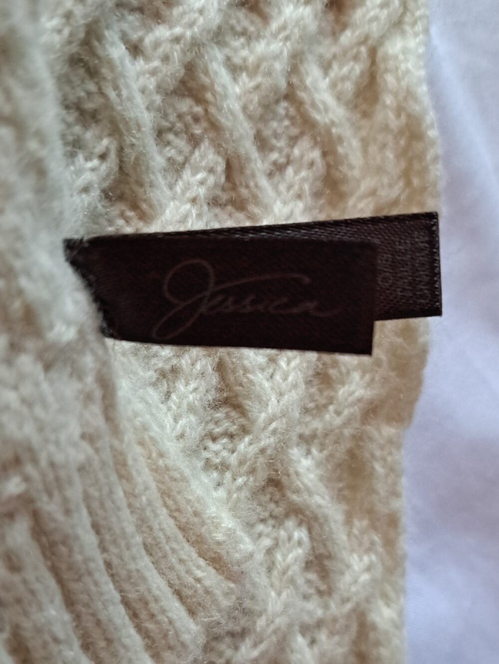 Jessica Cream Cable Knit Scarf - Picture 4 of 5